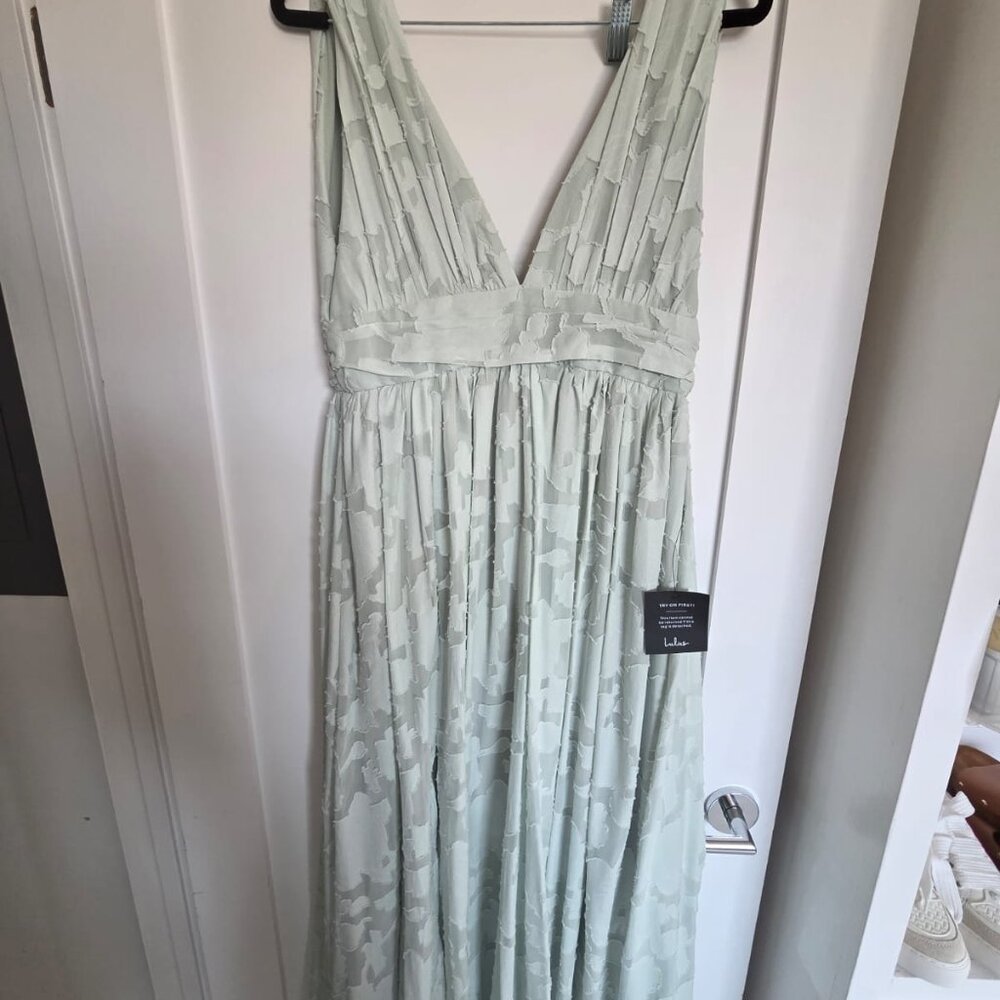 Lulus Sage Green Maxi Dress – NWT – Wedding Guest Favorite